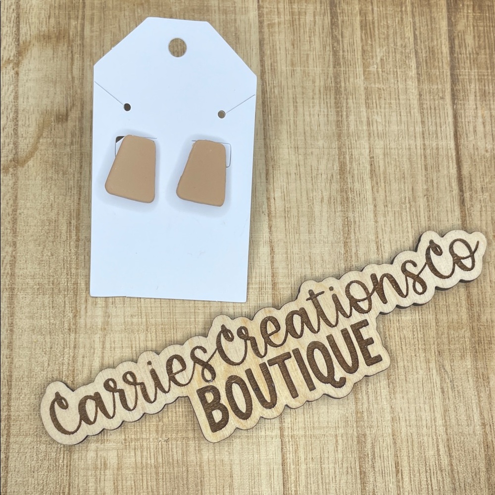 Neutral Tan Geometric Stud Earrings